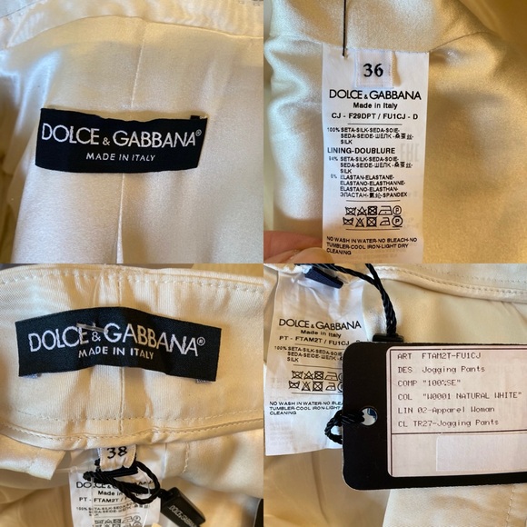 DOLCE & GABBANA Suit😍Cream Silk Stripe Pantsuit Double Breasted Blazer & Pants - Picture 7 of 16